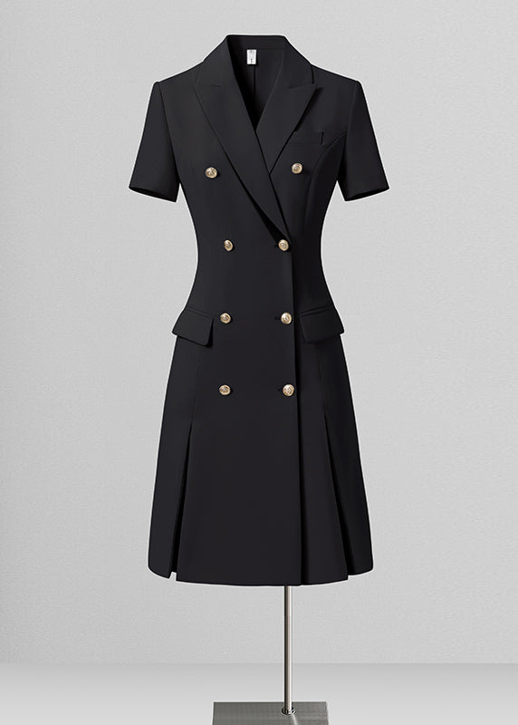 Handsome Navy Double-Breasted Tailored Dress Summer
