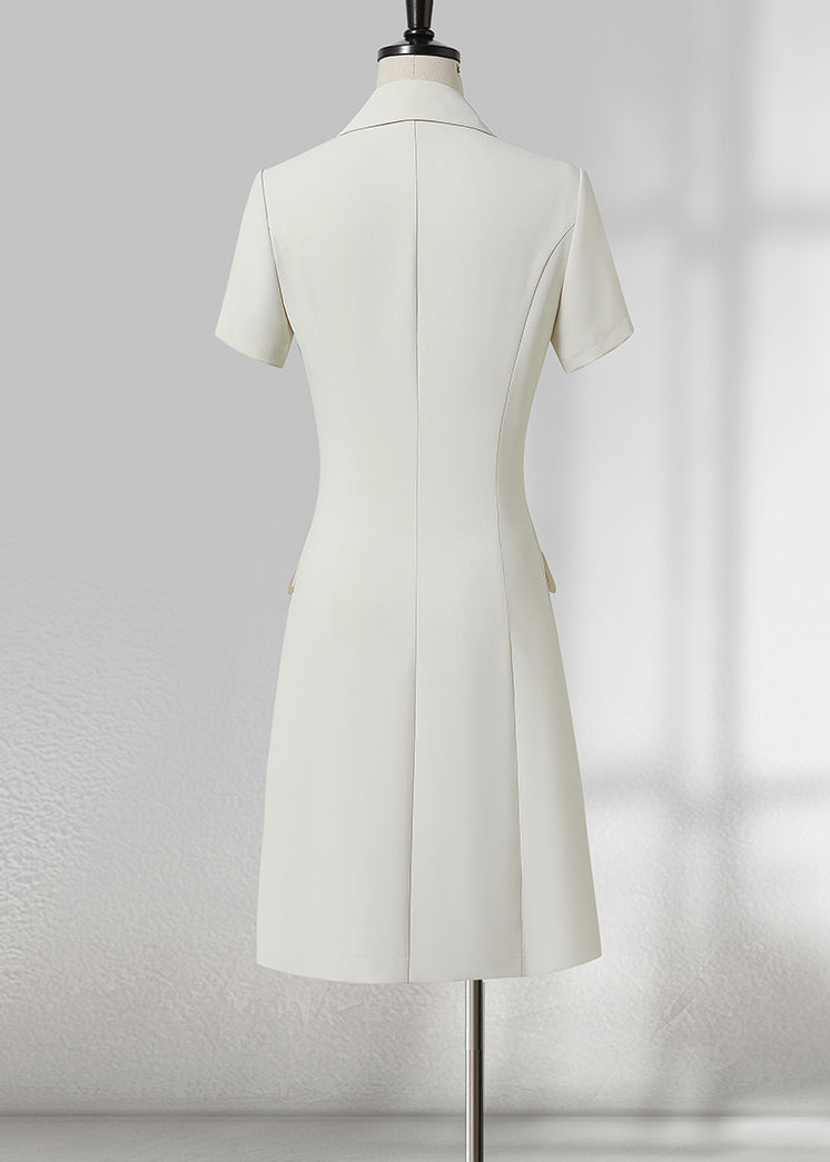 Handsome Navy Double-Breasted Tailored Dress Summer