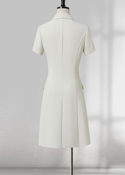 Handsome Navy Double-Breasted Tailored Dress Summer