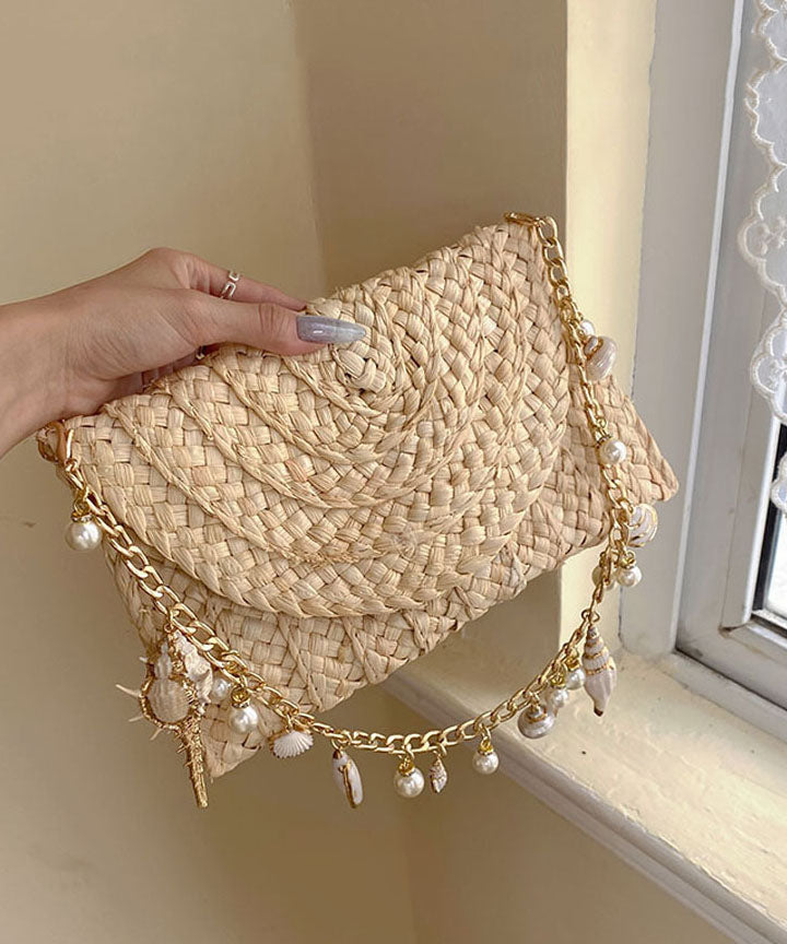 Holiday Style Handmade Straw Woven Envelope Bag