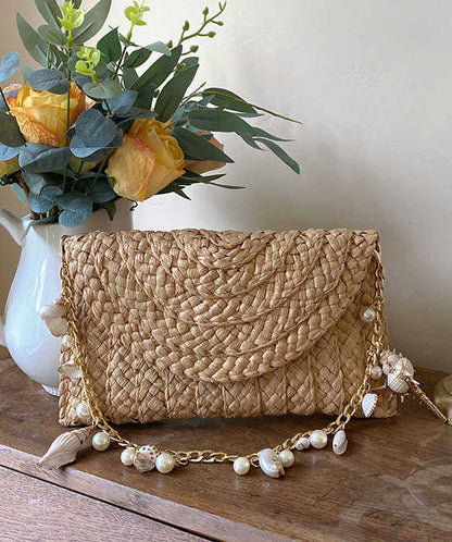 Holiday Style Handmade Straw Woven Envelope Bag