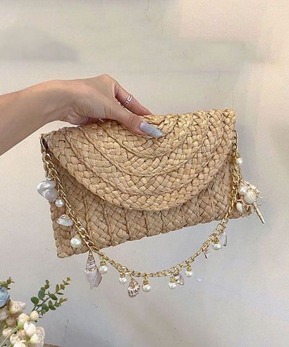 Holiday Style Handmade Straw Woven Envelope Bag