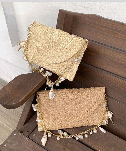 Holiday Style Handmade Straw Woven Envelope Bag