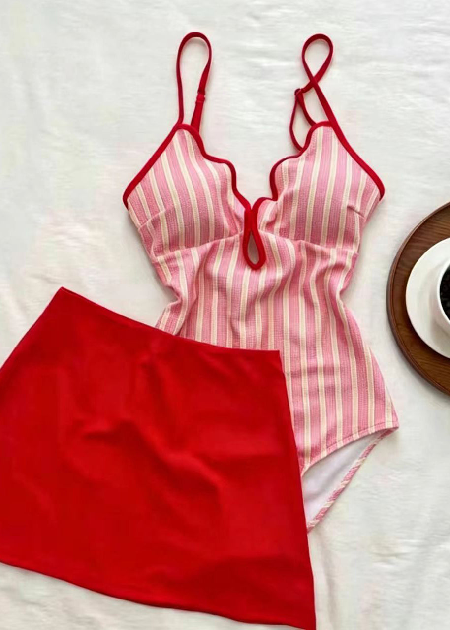 Hot Blue Striped Backless Grils Swimwear Bodysuits