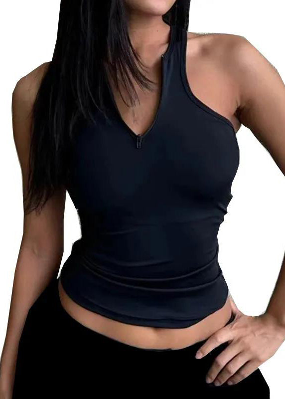 Hot Navy High Bounce Speed Dry Zipper Sports Top