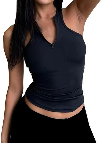 Hot Navy High Bounce Speed Dry Zipper Sports Top