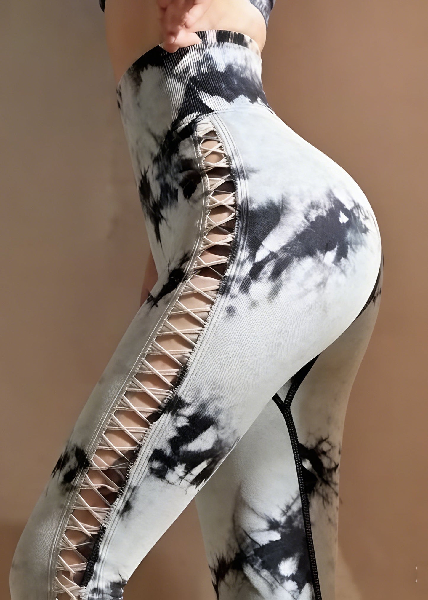 Ignite Black Print Hollow Out Capri Gym Shark Leggings