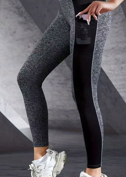 Ignite Grey Butt Scrunch Mesh Panel Leggings Patchwork Capri Running Leggings