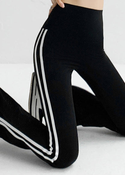 Impact Black High Waist Striped Flare Leggings