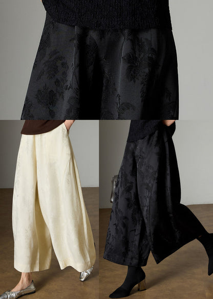 Italian Apricot Oversized Jacquard Silk Crops Pants Fall