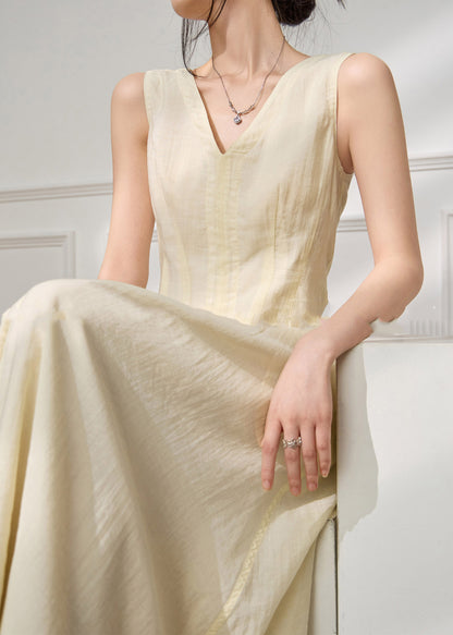Italian Beige V Neck Patchwork Party Long Dress Summer