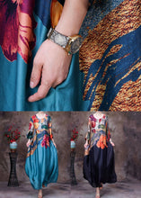 Load image into Gallery viewer, Italian Black O Neck Print Pockets Silk Long Dress Summer