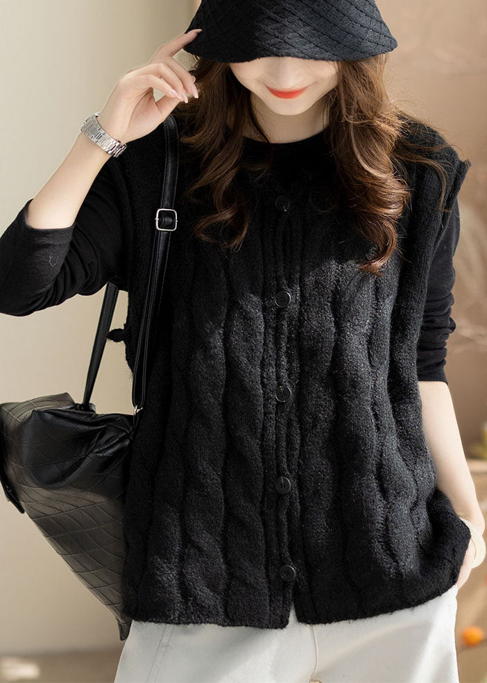 Italian Black O-Neck Warm Knitted Tops Winter