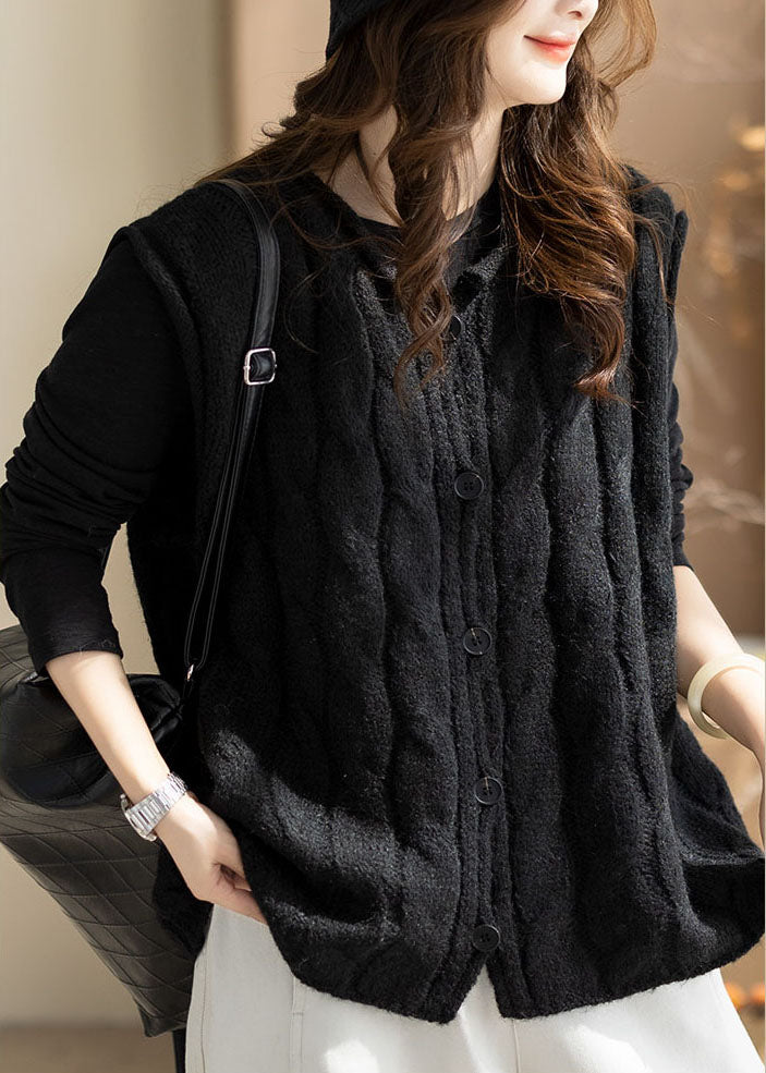 Italian Black O-Neck Warm Knitted Tops Winter