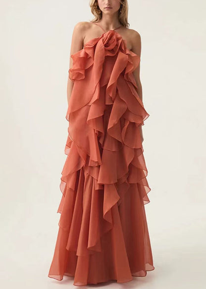 Italian Blue Backless Solid Chiffon Spaghetti Strap Dress Sleeveless