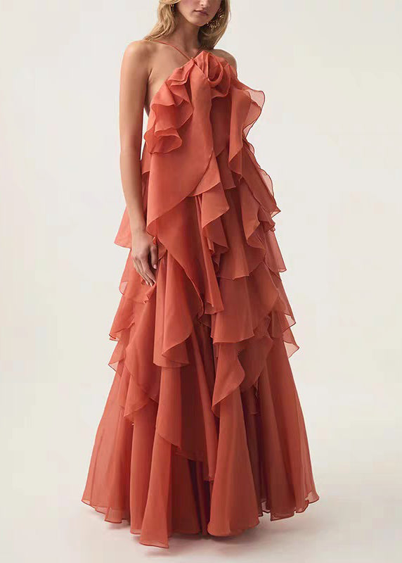 Italian Blue Backless Solid Chiffon Spaghetti Strap Dress Sleeveless