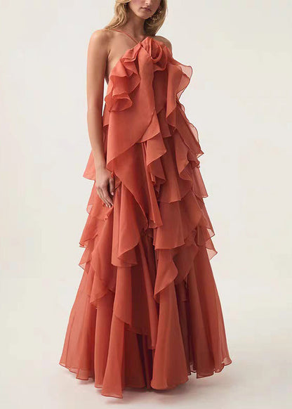 Italian Blue Backless Solid Chiffon Spaghetti Strap Dress Sleeveless