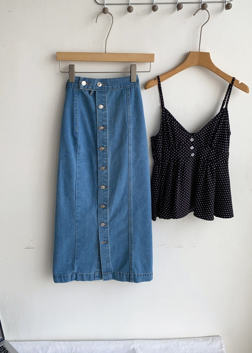 Italian Blue Wraped Button Down Denim Skirt Summer