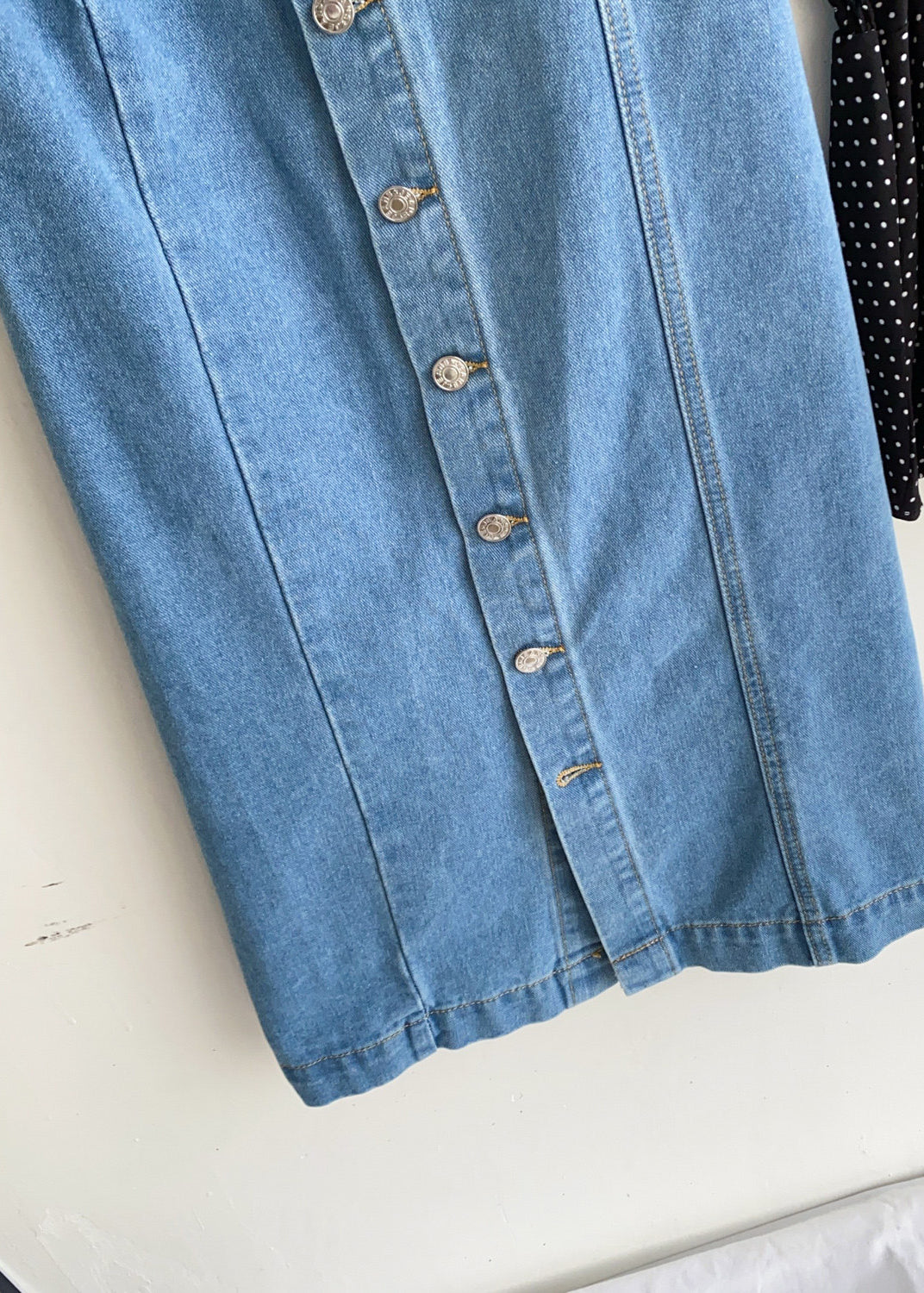 Italian Blue Wraped Button Down Denim Skirt Summer