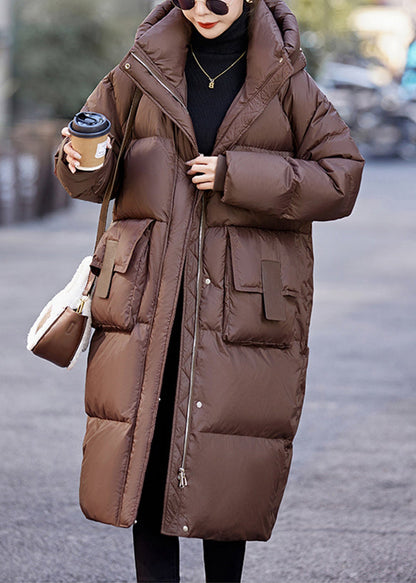Italian Brown Oversized Thick Duck Down Canada Goose Jacket Winter