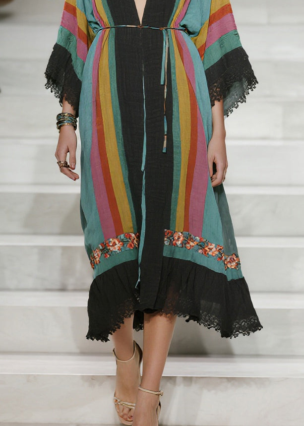 Italian Colorblock Oversized Lace Patchwork Cotton Cardigans Spring