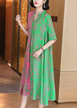 Load image into Gallery viewer, Italian Colorblock V Neck Print Tie Waist Silk Dresses Summer