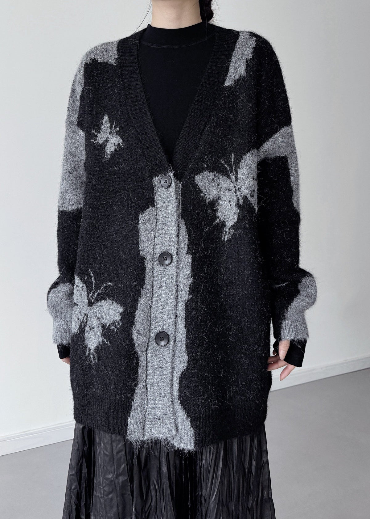 Italian Grey Oversized Butterfly Knit Cardigans Winter