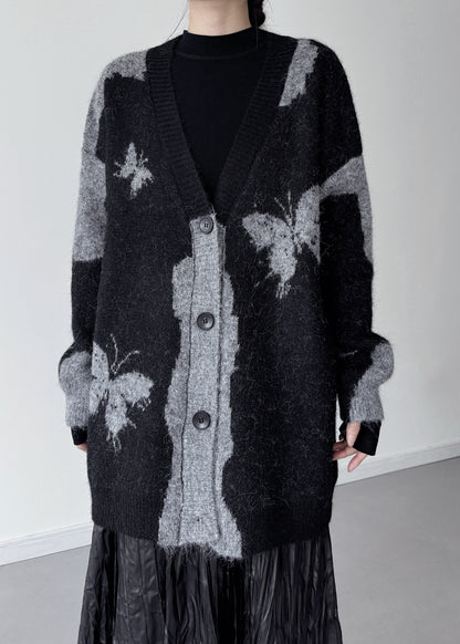 Italian Grey Oversized Butterfly Knit Cardigans Winter