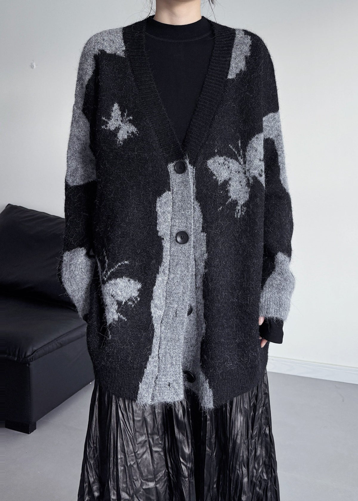 Italian Grey Oversized Butterfly Knit Cardigans Winter