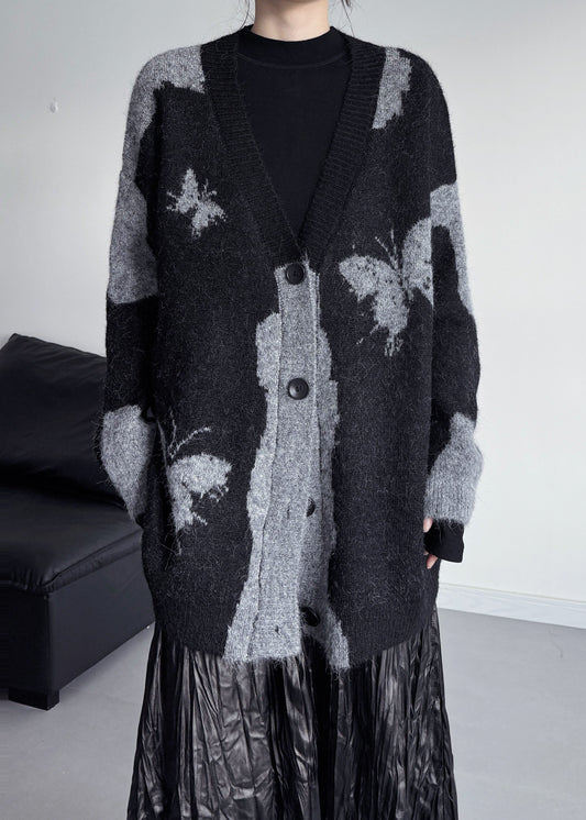 Italian Grey Oversized Butterfly Knit Cardigans Winter