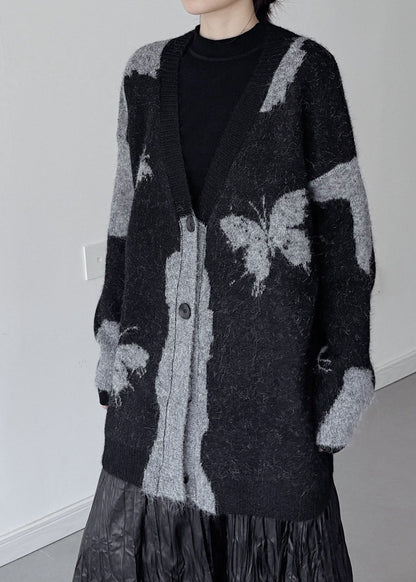 Italian Grey Oversized Butterfly Knit Cardigans Winter