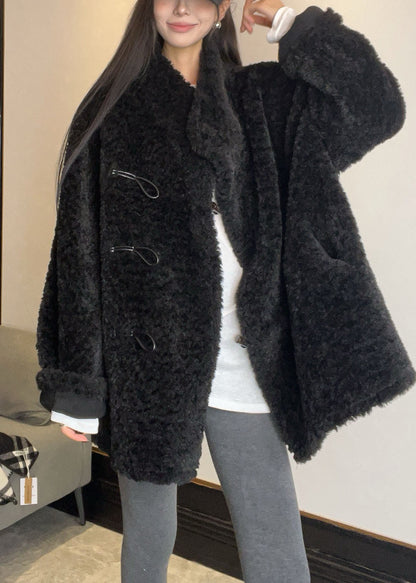 Italian Grey Stand Collar Patchwork Faux Fur Coats Long Sleeve