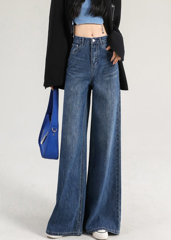 Italian Light Blue Pockets High Waist Denim Pants Spring