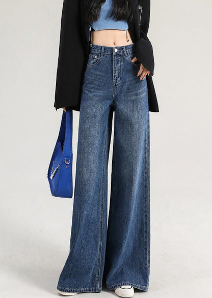 Italian Light Blue Pockets High Waist Denim Pants Spring