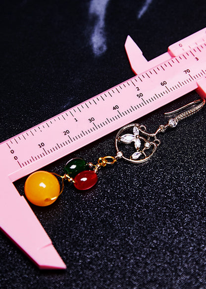 Italian Multicolour Gem Stone Beeswax Drop Earrings