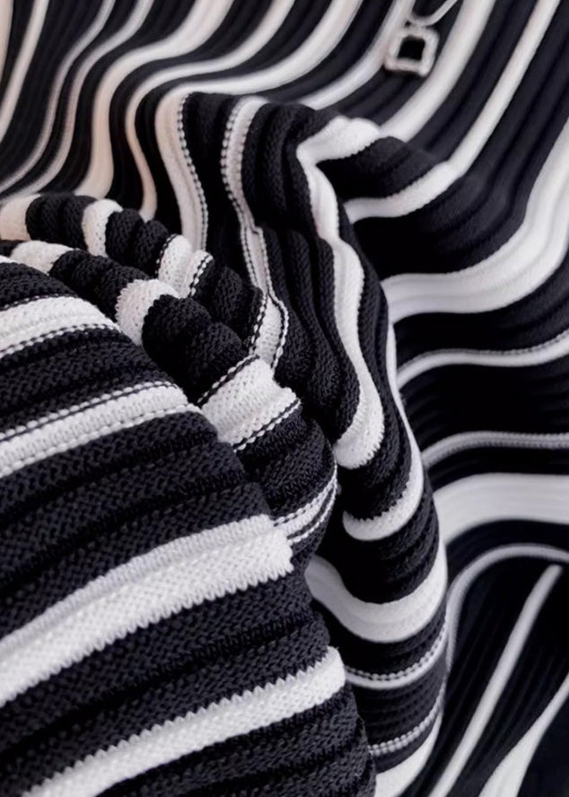 Italian O-Neck Striped Knit Sweater Tops Spring