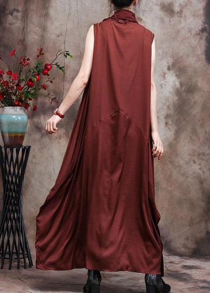 Luxy Chocolate Long Silk Dresses - SooLinen