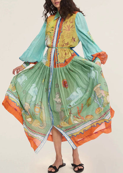 Italian Peter Pan Collar Button Long Shirts Dress Fall