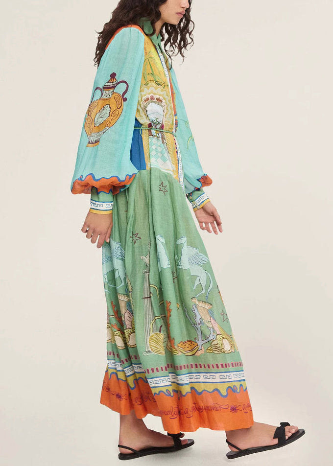 Italian Peter Pan Collar Button Long Shirts Dress Fall