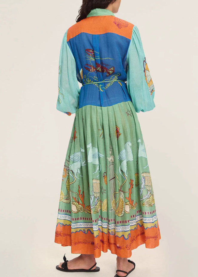 Italian Peter Pan Collar Button Long Shirts Dress Fall