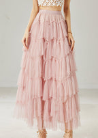 Italian Pink Nail Bead Layered Tulle Beach Skirt Summer