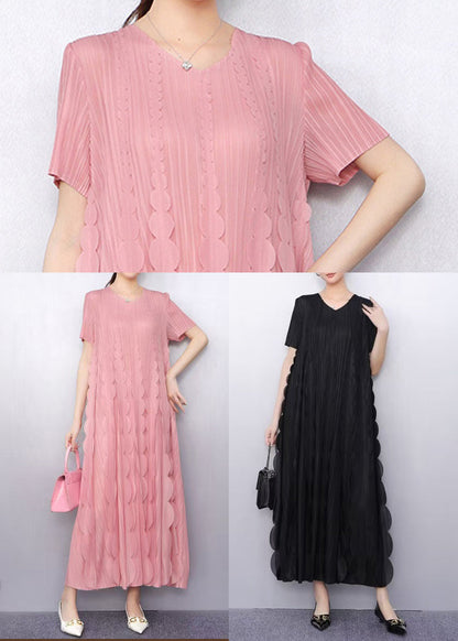 Italian Pink Ruffles Chiffon Long Dress Summer