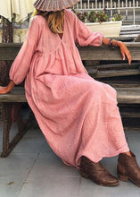 Load image into Gallery viewer, Italian Pink V Neck Patchwork Long Dress Bracelet Sleeve