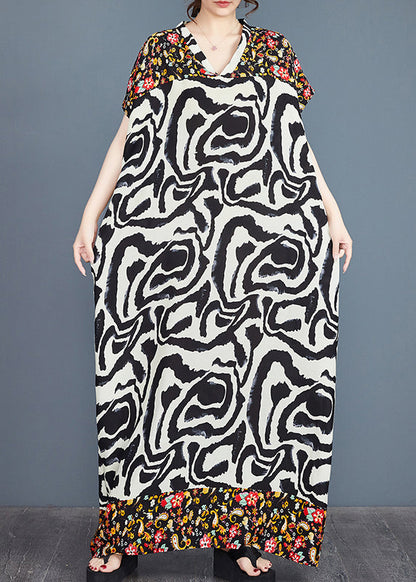 Italian Print Oversized Patchwork Cotton Vacation Dresses Summer