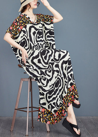Italian Print Oversized Patchwork Cotton Vacation Dresses Summer