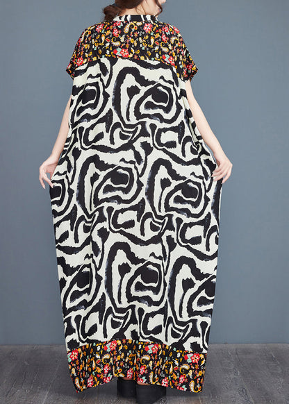 Italian Print Oversized Patchwork Cotton Vacation Dresses Summer