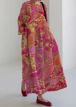 Load image into Gallery viewer, Italian Purple O-Neck Print Pockets Party Maxi Dress Bracelet Sleeve