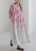 Load image into Gallery viewer, Italian Purple O-Neck Print Pockets Party Maxi Dress Bracelet Sleeve