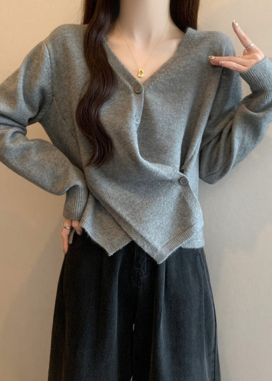 Italian Red Asymmetrical Design Knit Sweater Tops Fall