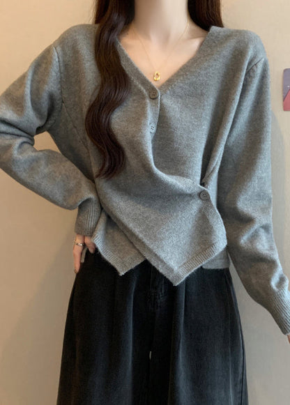 Italian Red Asymmetrical Design Knit Sweater Tops Fall